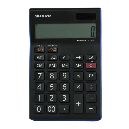 Sharp - EL-145T - 14 Digit Calculator - Black/ Blue