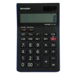 Sharp - EL-144T - 14 Digit Calculator - Black/ Blue