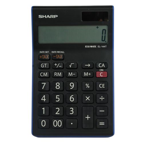 Sharp - EL-144T - 14 Digit Calculator - Black/ Blue