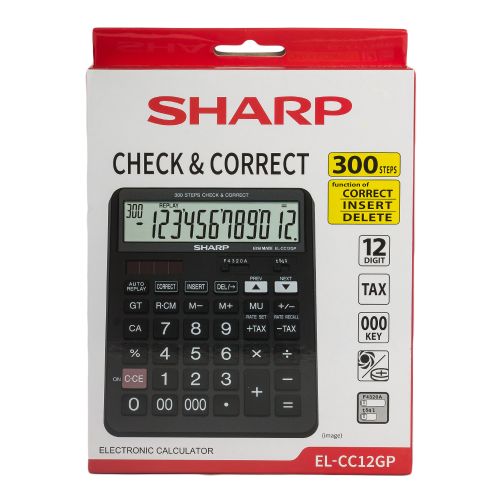 Sharp - EL-CC12GP - 12 Digit Calculator - Black
