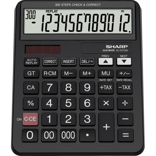 Sharp - EL-CC12G - 12 Digit Calculator - Black
