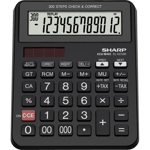 Sharp - EL-CC12D - 12 Digit Calculator - Black
