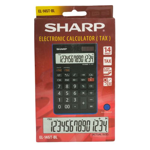 Sharp - EL-145T - 14 Digit Calculator - Black/ Blue