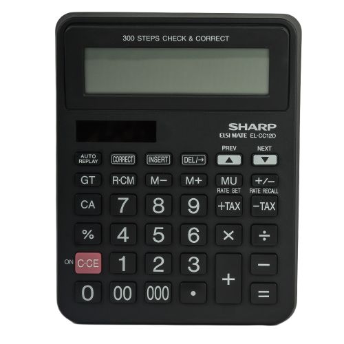 Sharp - EL-CC12D - 12 Digit Calculator - Black