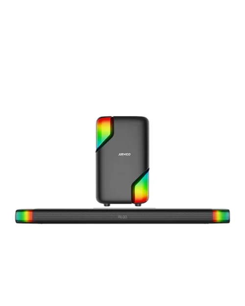 AHT-SB8110WX - Wireless SoundBar, 8.0" Sub Woofer, 6000w PMPO, USB,FM Radio, High power output 105w (r.m.s), Remote Control with Bluetooth function and Pulsating 7 Colours.