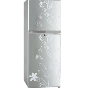 ARF-D188G(SF) - Refrigerator, 128L, 2door, COOL PACK, Interior Lamp, 2 Strengthened Wire Shelves, Crystal Vegetable Crisper, Toughened Freezer shelves, Egg Tray, External handle, External Condenser, Lock and Key, Silver Flower Door Pattern.