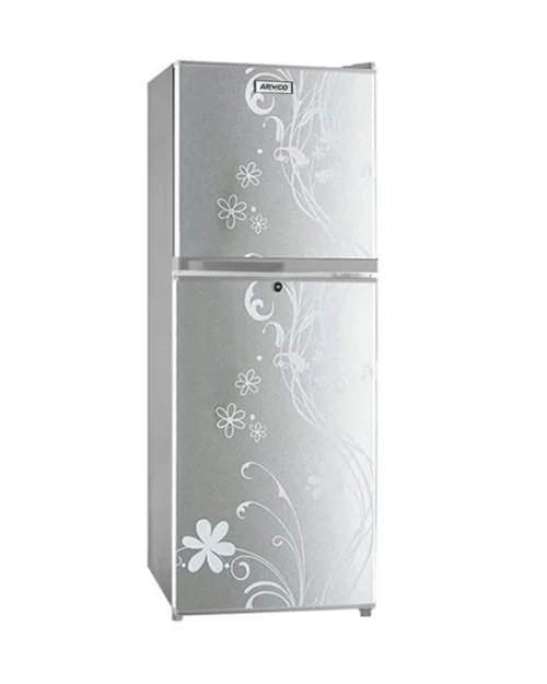 ARF-D188G(SF) - Refrigerator, 128L, 2door, COOL PACK, Interior Lamp, 2 Strengthened Wire Shelves, Crystal Vegetable Crisper, Toughened Freezer shelves, Egg Tray, External handle, External Condenser, Lock and Key, Silver Flower Door Pattern.