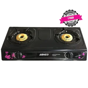 GC-7210P2 - 2 Burner Tabletop Gas Cooker, Slim Compact, Auto ignition, 2M pipe, Black.