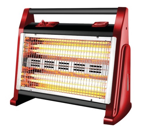 MIKA Quartz Heater, 800-1600W, Red & Black