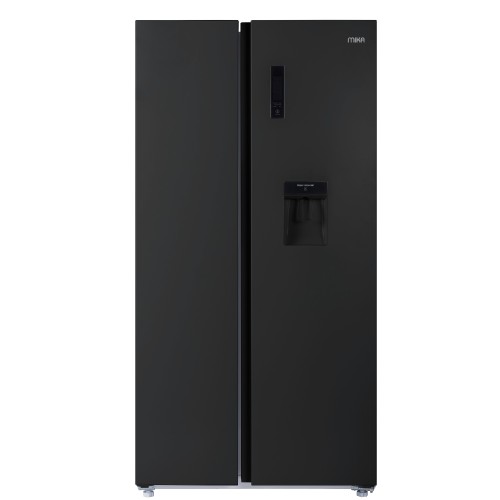 MIKA Fridge, 562L, 2 Door Side By Side, No Frost (Frost Free), INVERTER Compressor, Shiny Black
