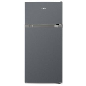 MIKA Fridge, 112L, 2 Door Top Mount Freezer, Defrost (Direct Cool), Dark Silver