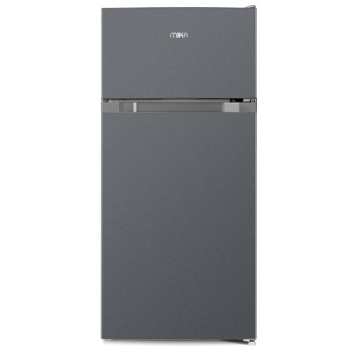 MIKA Fridge, 112L, 2 Door Top Mount Freezer, Defrost (Direct Cool), Dark Silver