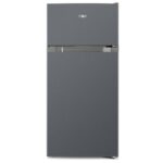 MIKA Fridge, 112L, 2 Door Top Mount Freezer, Defrost (Direct Cool), Dark Silver