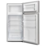 MIKA Fridge, 112L, 2 Door Top Mount Freezer, Defrost (Direct Cool), Line Silver Dark