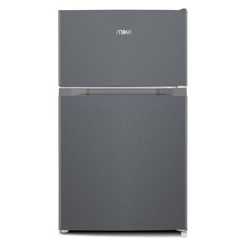 MIKA Fridge, 86L, 2 Door Top Mount Freezer, Defrost (Direct Cool), Dark Silver