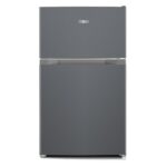 MIKA Fridge, 86L, 2 Door Top Mount Freezer, Defrost (Direct Cool), Dark Silver
