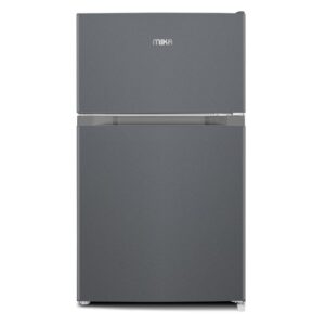 MIKA Fridge, 86L, 2 Door Top Mount Freezer, Defrost (Direct Cool), Dark Silver