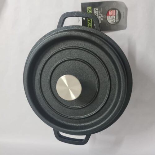 HOMEWAY Cast Iron Casserole 24 cm with a lid